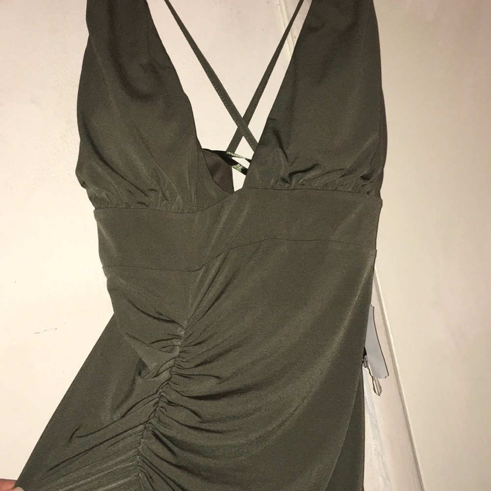 Olive green long dress